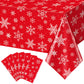 Jectivs 6 Pieces Christmas Snowflake Plastic Party Tablecloth Decorations,White Snowflake Red Xmas Backdrop Sign Table Cover Ban