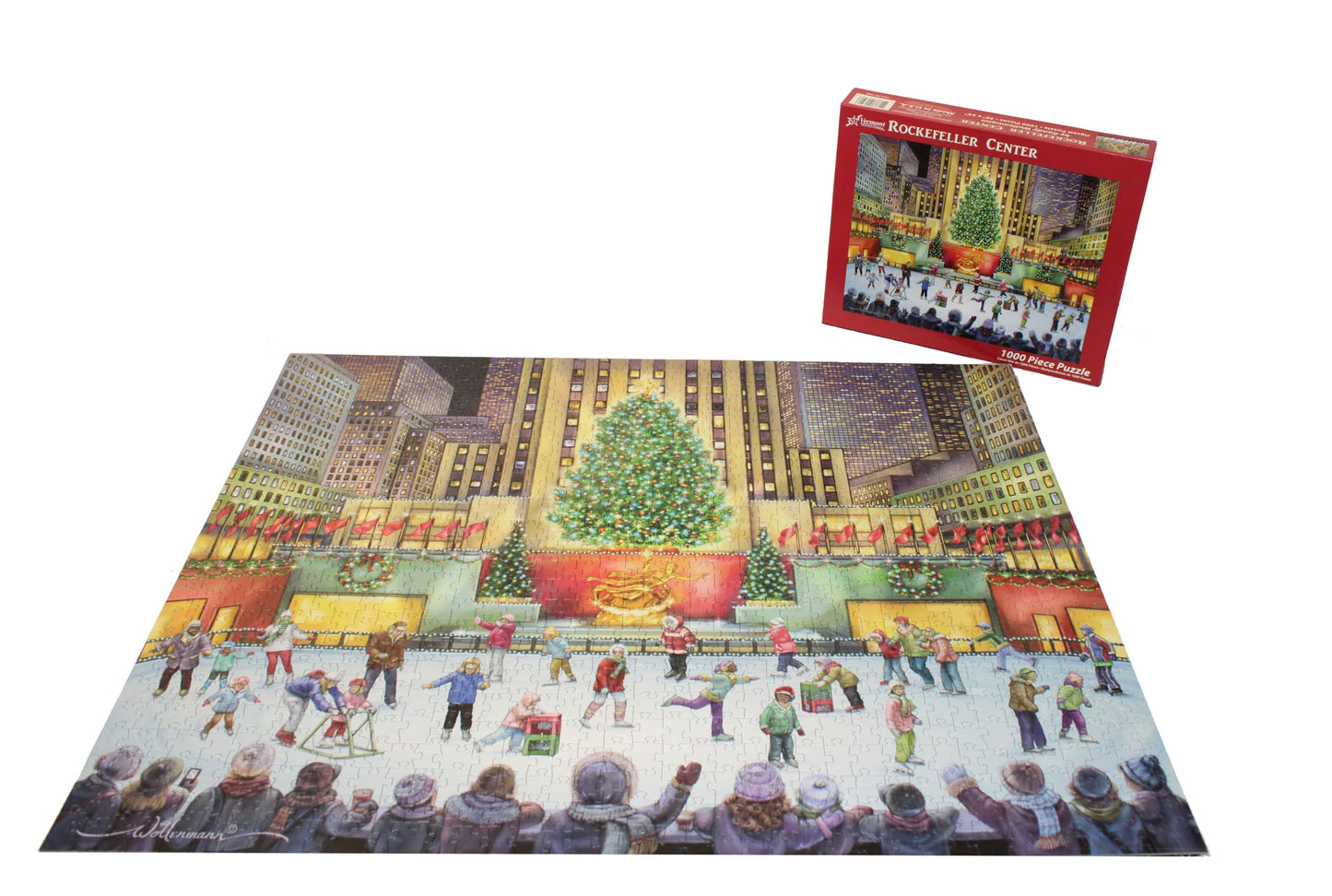 Vermont Christmas Company Rockefeller Center Jigsaw Puzzle 1000 Piece 24x30 - Large  Interlocking Pieces - Unique  Randomly Shaped Pieces - Puzzle for mature-themeds
