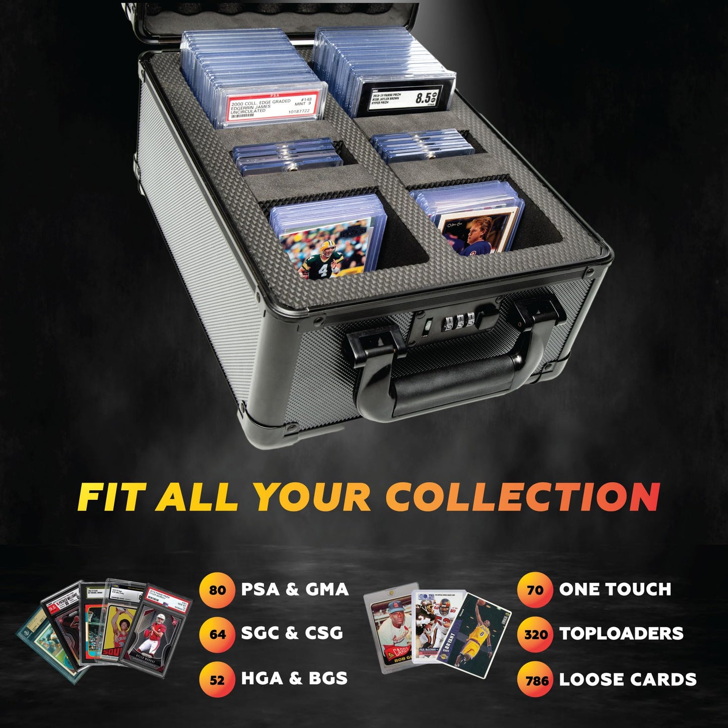 Panopply Graded Card Case BGS PSA Graded Card Storage Box Sports Card Case Psa Card Case Graded Sports Card Storage Box Psa Slab Case Psa Card Holder Card Cases for Sports Cards (2 ROW)