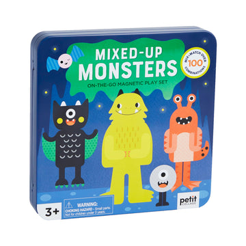 Petit Collage Magnetic Play Set, Monsters - Mix & Match Magnetic Game Board, Ideal For Ages 3+ - Includes 2 Magnetic Scenes And