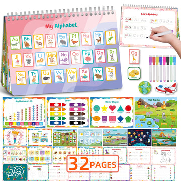 32 Themes Preschool Busy Book For Toddlers, Montessori Learning Toys For Kid 3-5, Preschool Learning Activities Sticker Coloring