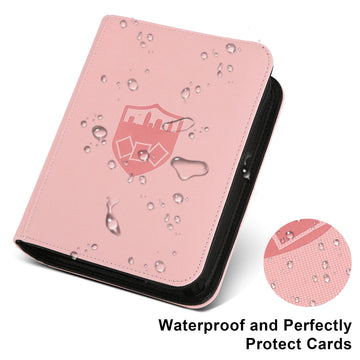 Trading Card Binder 4 Pocket  GERMUN PU Cover Card Binder for 160 Cards  enhanced Trading Card Holder Folders  Double Sided Pocket Card Album for MTG  TCG (Pink)
