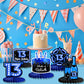 Happy 13th Birthday Honeycomb Centerpieces 9Pcs Stylish Sophisticated Blue Neon Theme Table Decor for Boys Girls Birthday Party