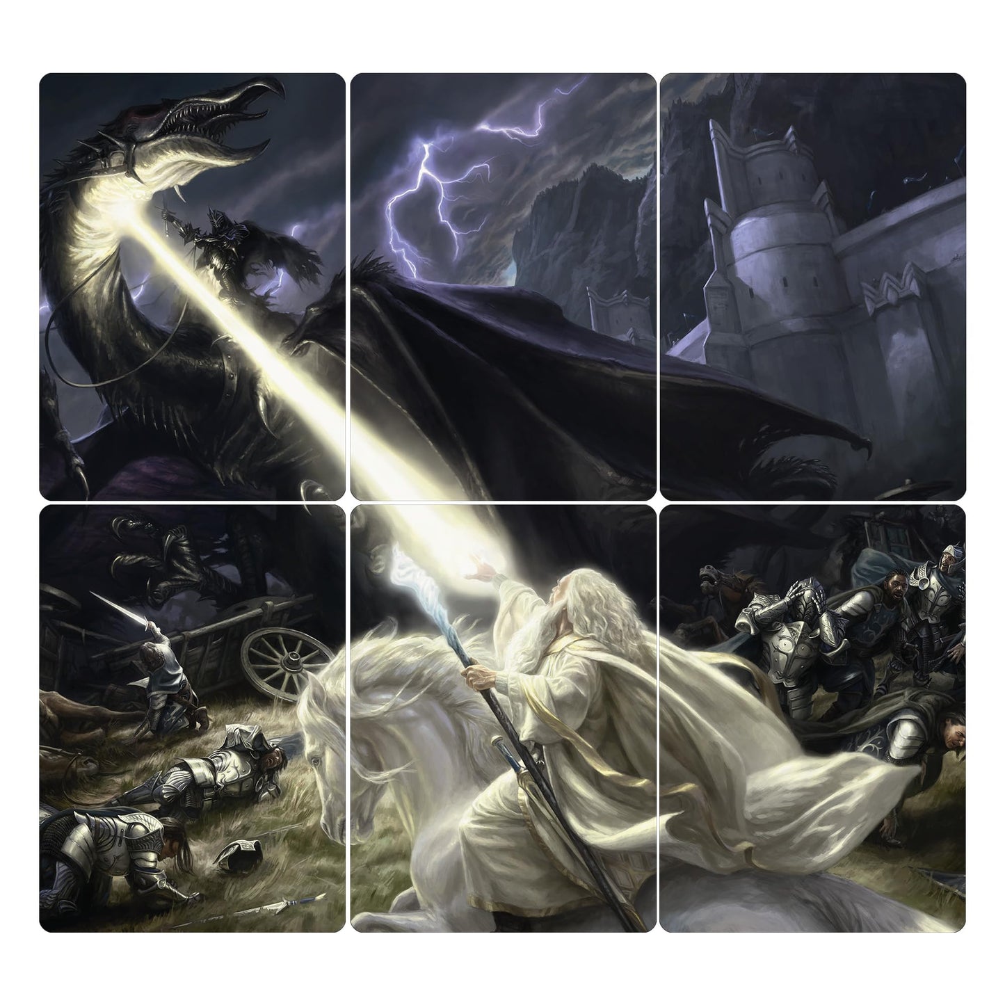 Magic The Gathering Scene Box - Gandalf in Pelennor Fields, 6 Scene Cards, 6 Art Cards, 3 Set Boosters, Multicolor, Model D34850000