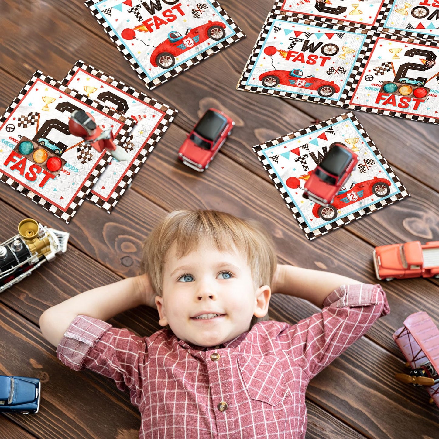Two Fast Birthday Party Napkins,40Pcs Race Car 2Nd Birthday Party Napkins Disposable Race Car For Napkins Two Years Old Party Ba