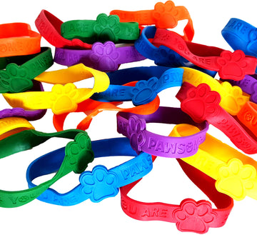 Dondor Paw Print Rubber Bracelets, You are Pawsome Rubber Bracelet Party Favors (YOU ARE PAWSOME - 24 Pack)