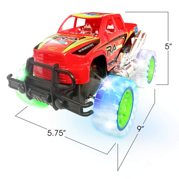 ArtCreativity Light-Up Red Monster Truck with Sounds, 9 Inch Monster Truck with Flashing Wheels and Friction Motor, Push n Go To