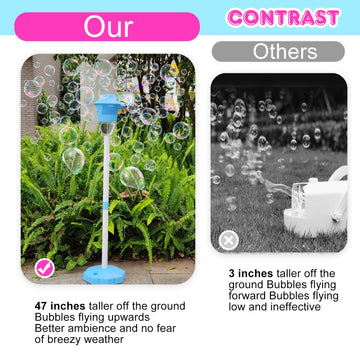 AIERSA Bubble Machine Automatic,Height 47 Inches Vertical Bubble Machine for Parties, Outdoor Battery Bubble Maker with Lights,B