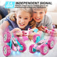 HIEKYOIT Remote Control Car, Pink RC Cars for Girls, 2.4 GHZ Double Sided RC Stunt Car 360 Rotating Remote Control Crawler with