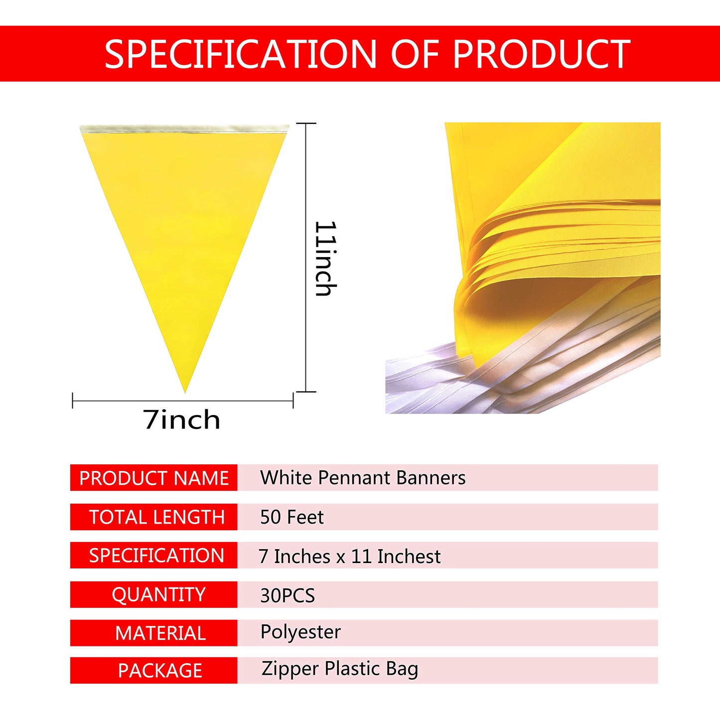 Tsmd Solid Yellow Pennant Banners Flags String Diy Bunting Flags,Party Decorations For Grand Opening,Kids Birthday,Party Events