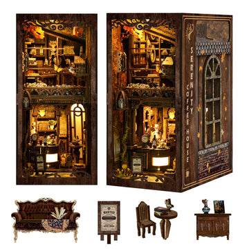 Diy Book Nook Kit For Adults And Teens, Diy Wooden Miniature Tiny House Dollhouse Kit, Diy Miniature House Kit For Bookshelf Dec