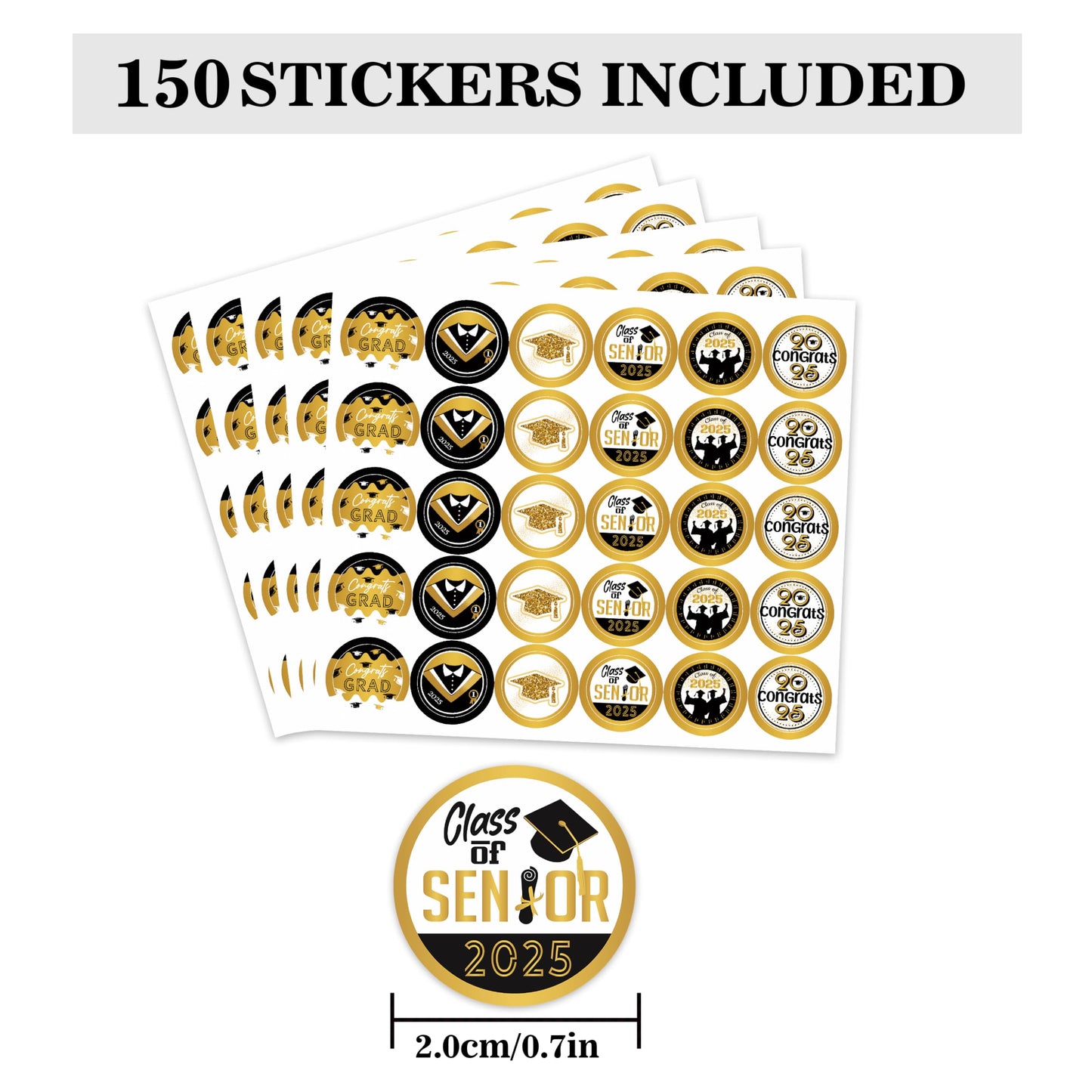 Gold and Black Graduation Party Favors Stickers for Chocolate Kisses, Congrats Grad Stickers Graduation Candy Stickers,Class of