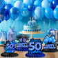 Happy 50th Birthday Honeycomb Centerpieces 9Pcs Stylish Sophisticated Blue Neon Theme Table Decor for Boys Girls Birthday Party
