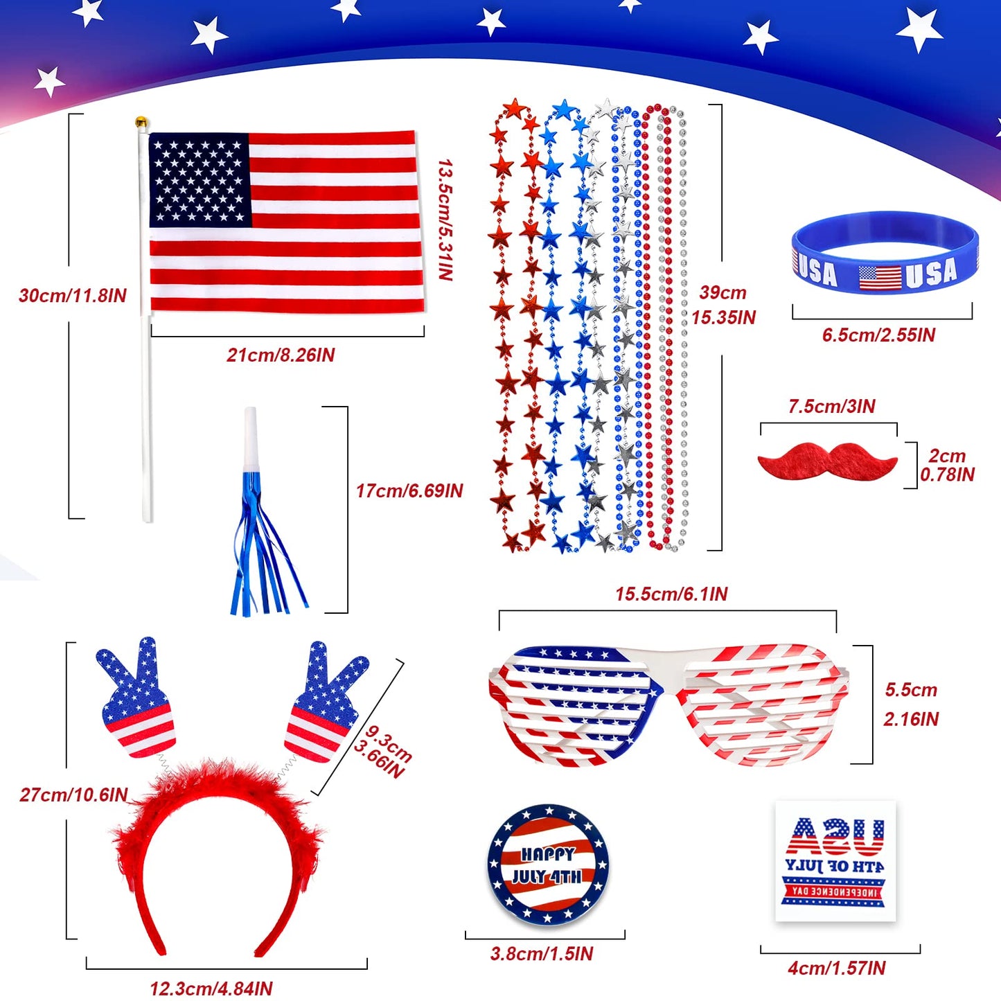 Lansian 4Th Of July Accessories Bulk Party Supplies, 146Pcs Patriotic Party Favors Set For Independence Day Decorations Memorial Day Celebrations Usa Flags Party Parades Classroom Rewards For Kids