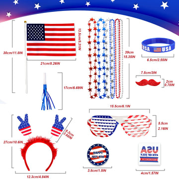 Lansian 4Th Of July Accessories Bulk Party Supplies, 146Pcs Patriotic Party Favors Set For Independence Day Decorations Memorial Day Celebrations Usa Flags Party Parades Classroom Rewards For Kids