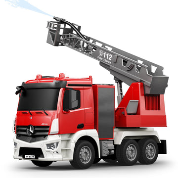 Toytwist Fire Truck, Remote Control Water Sprinkler Fire Truck, Full-Direction Rapid Rescue - 1:26 Scale Rc Firetruck Toys For A