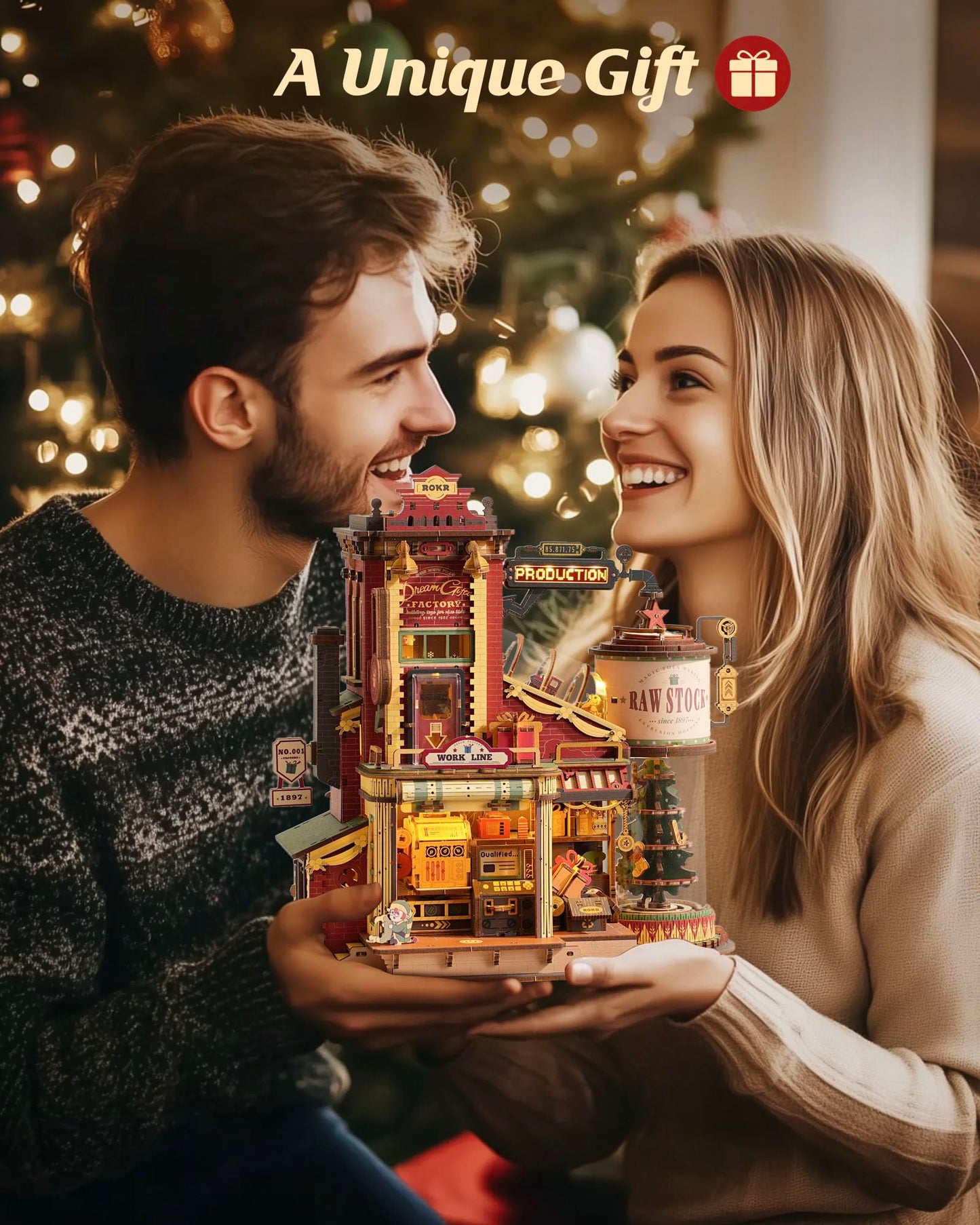 ROKR 3D Wooden Puzzle for mature-themed - Gift Factory Mechanical Model Kit with Music & Lights  449pcs mature-themed Wooden Puzzles  DIY Building Toy for Teens & mature-themeds