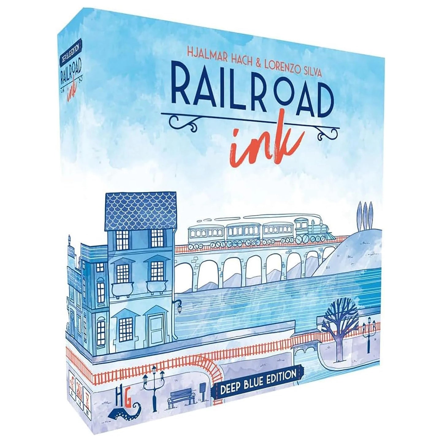 Horrible Guild Railroad Ink: Deep Blue Edition - Dice Rolling Railway Game, One Size, Plastic, Ages 8 & Up, Expansion Dice Included
