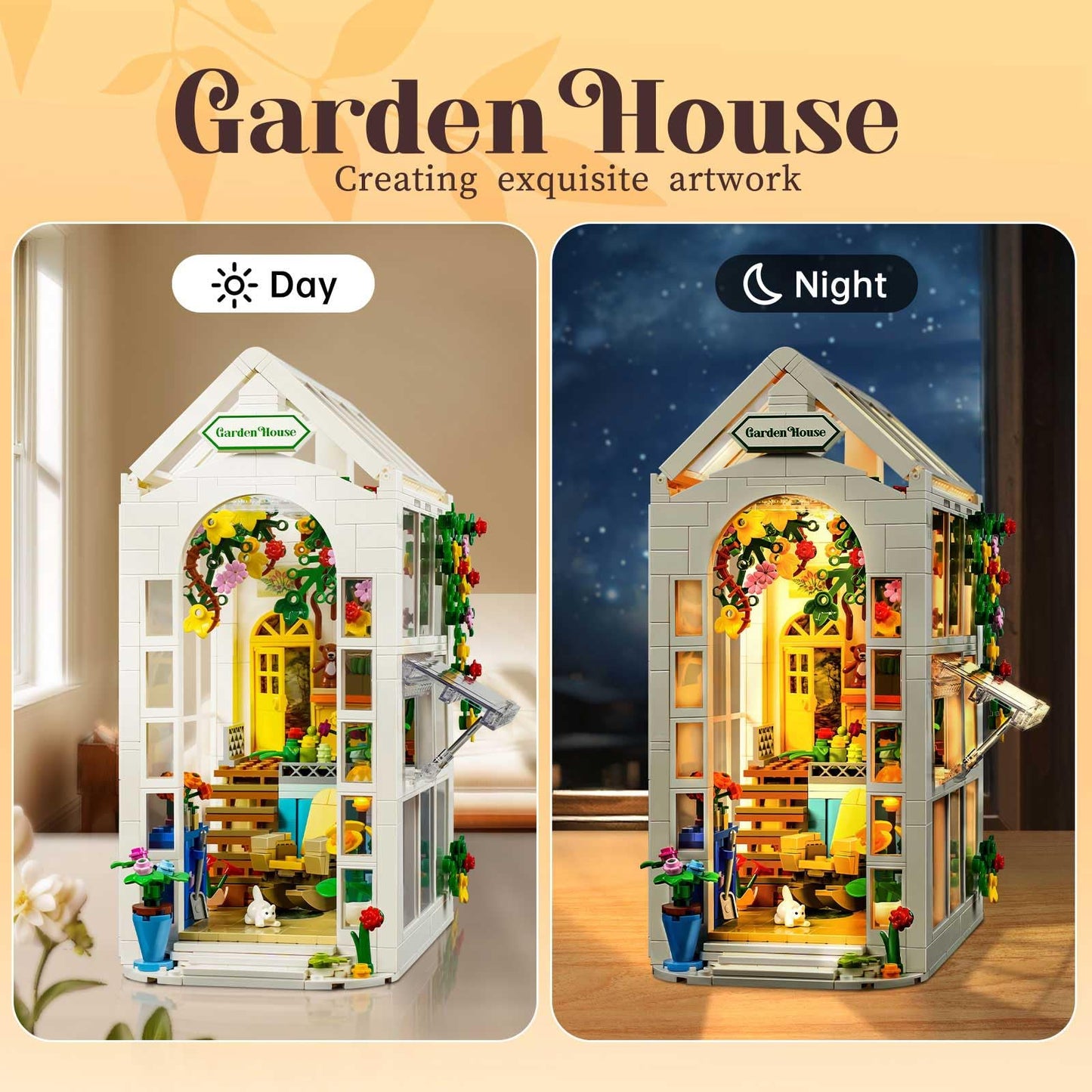 Ivvtnhz Flower House Building Set With Led Lights, Garden House Building Toy, Greenhouse Model Gift For Girls Friend And Women, Book Nook Kit Diy Decoration (699 Pieces)