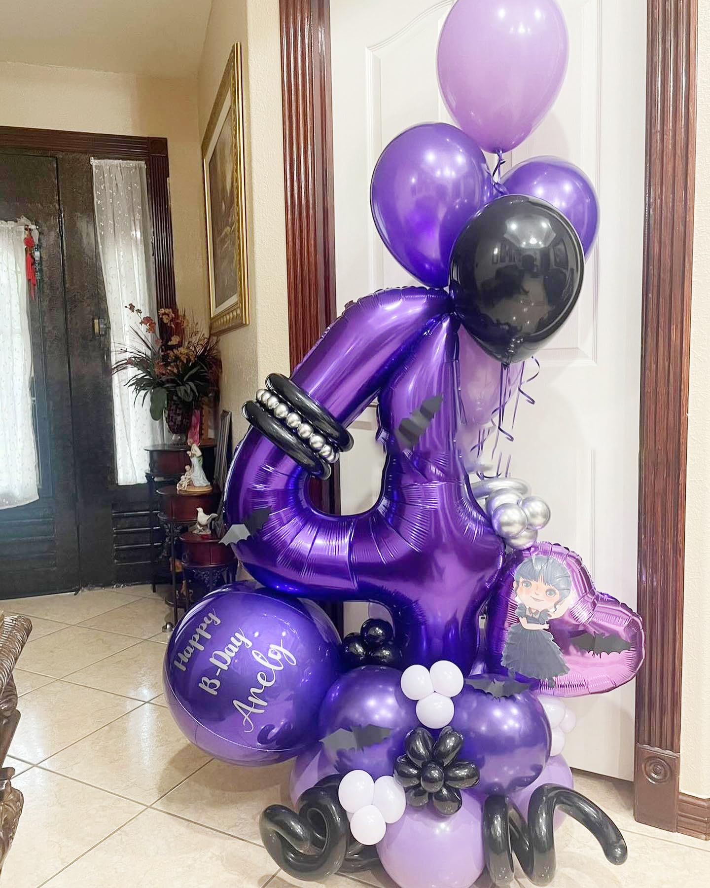 Purple 4 Balloon, Number Balloon 40 Inch, 4Th Purple And White Party Decorations, Four Large Numbers For Party Decor, Number 4 B
