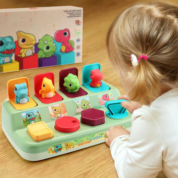 Aiqi Interactive Pop Animal Up Pals Baby Toy,Cause And Effect Toy,Early Learning Infant Toy For Sorting Colors,Montessori Develo