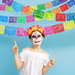 4 Packs Mexican Party Banner 60 Feet Fiesta Plastic Papel Picado Banner Cinco de Mayo Dia De Los Muertos Decor Day of The Dead D