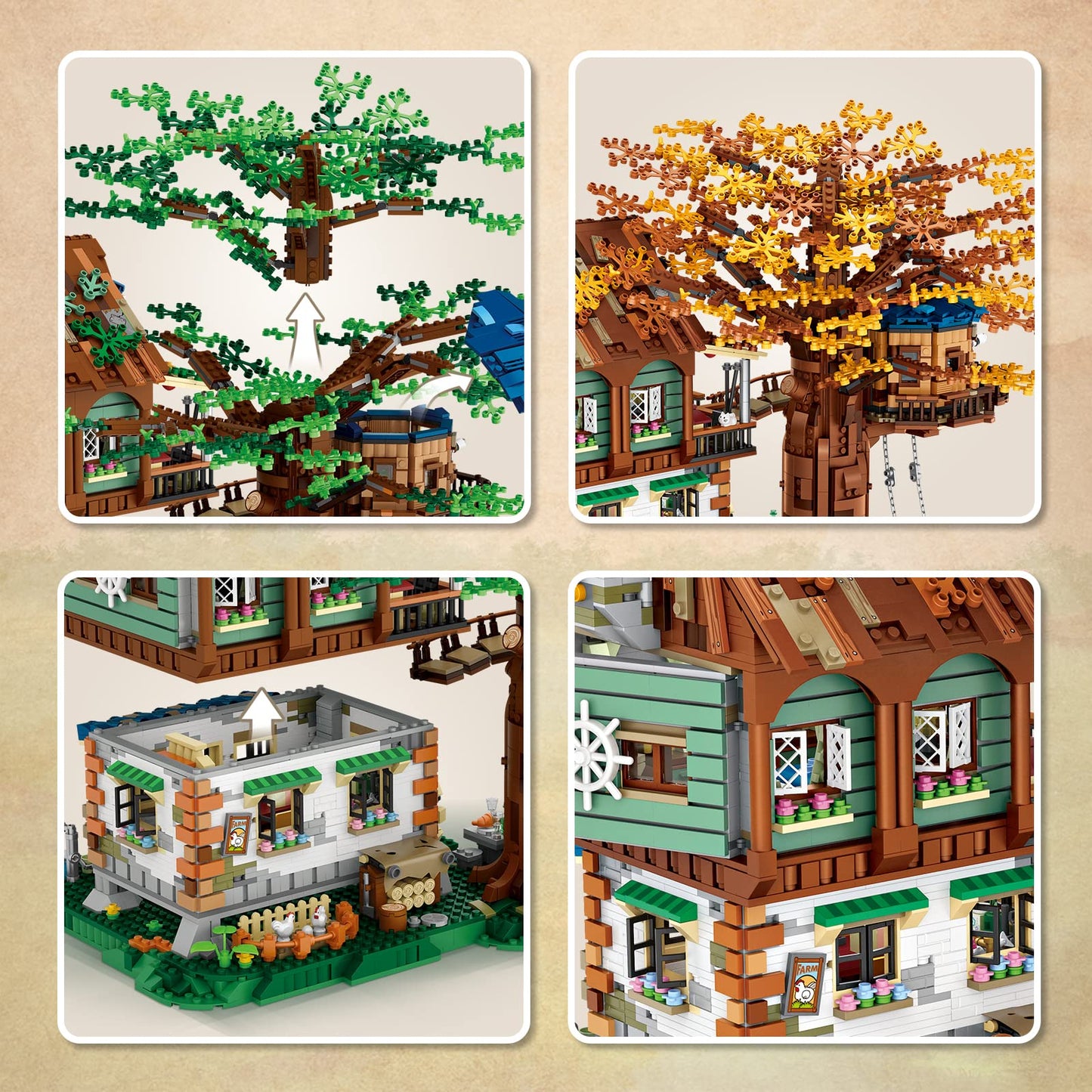 HSANHE Idea Tree House Bricks Model Toys Set  Forest House Building Blocks Street View Sets  for mature-themeds Ages 14+ Tree House Display(4761 PCS Tree House)