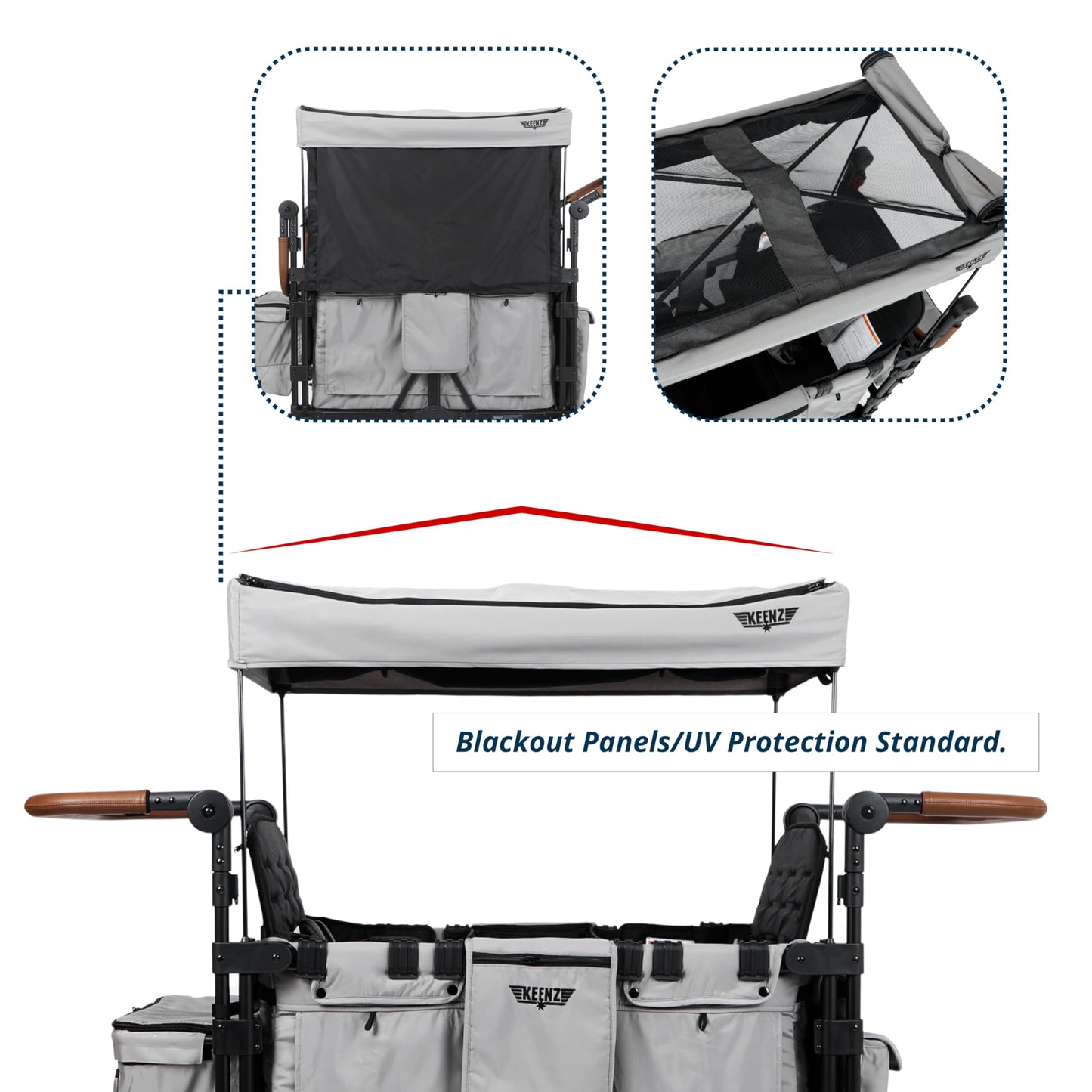 Keenz Vyoo Stroller Wagon With Canopy - Foldable Design For Easy Storage, 5 Seating Positions For Kids, Enhanced Child Safety, A