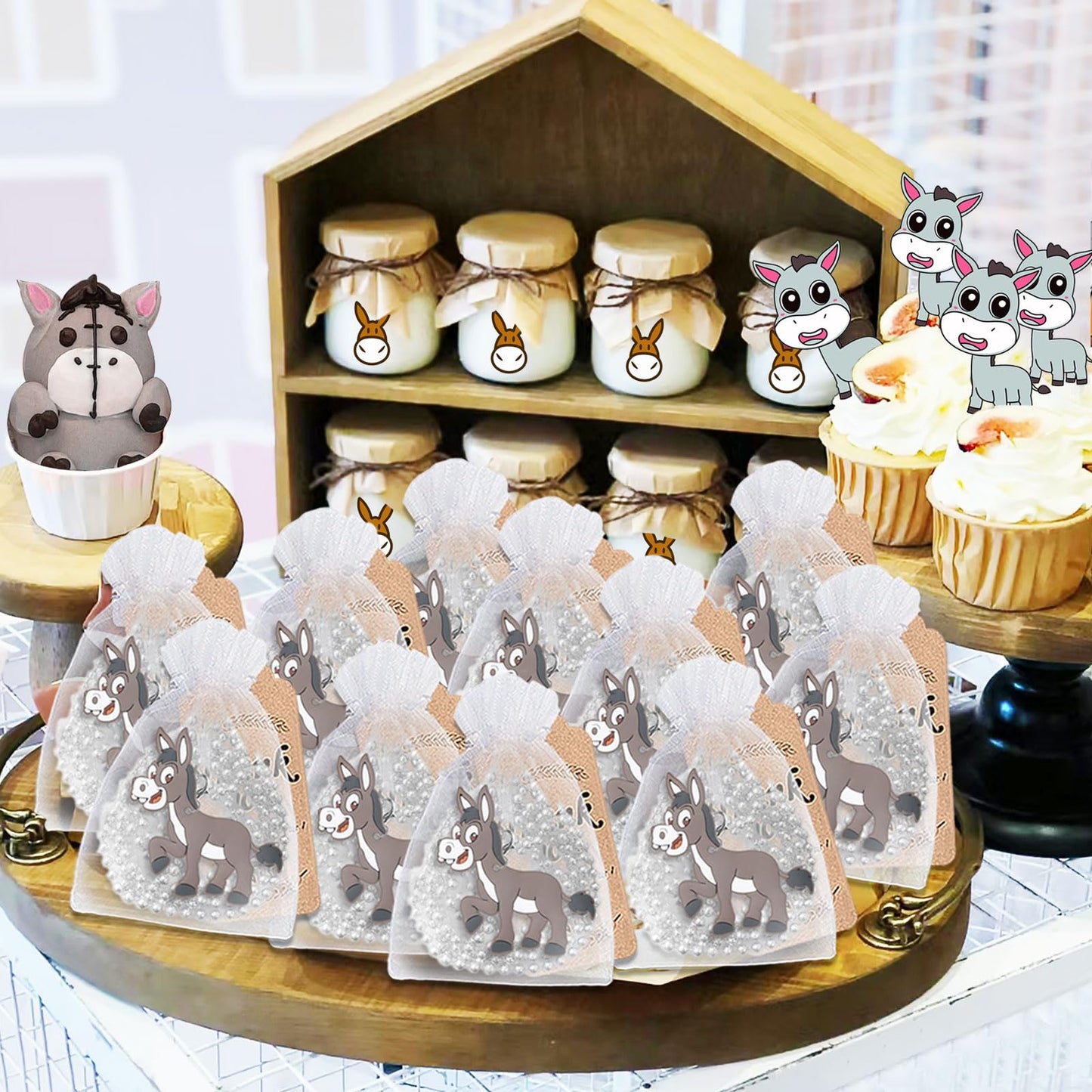 KeeStar 24 Pack Donkey Necklace Party Favors for Farm Animal Baby Shower, Barnyard Themed Party, Birthday, School Carnival Rewar