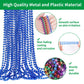 YAXINRUI 33 Inch 7 mm Metallic Blue Bead Necklaces, 15pcs Mardi Gras Beads Bulk Round Beaded Necklaces Costume Necklace for Mard