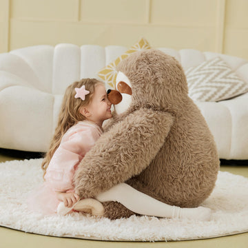 Ikasa Giant Sloth Stuffed Animal Plush Toy,Big Large Jumbo Soft Toys,34.5'' Cute Fat Fluffy Huge Size Plushy Plushie,Gifts For K