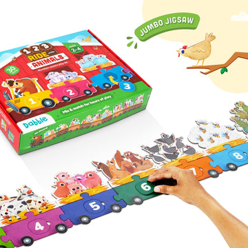 Lovedabble 123 Ride With Animals: Three-Way Puzzle Magic! Count & Identify Numbers By Assembling Wagons, Loading Animals & More