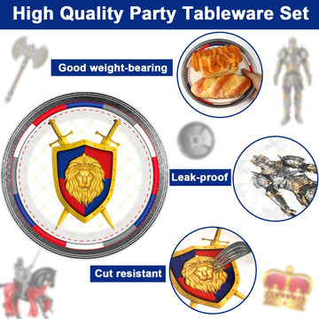96 Piece Medieval Party Decorations Castle Birthday Paper Plates And Napkins Knights Party Birthday Supplies Favors For Boys And