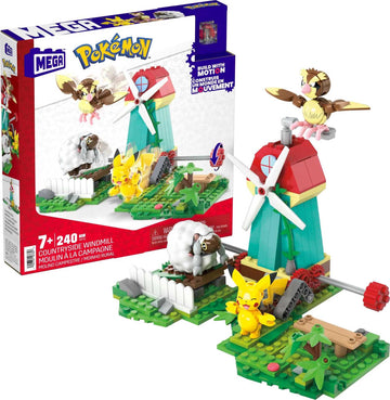 MEGA Pokémon Building Toys Set - Countryside Windmill, 240 Pieces, Motion, 3 Poseable Figures, Multicolor, Model HKT21