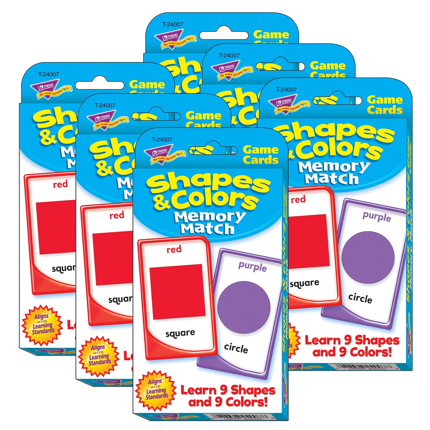 Trend Enterprises Shapes And Colors Memory Match Challenge Cards, 6 Packs