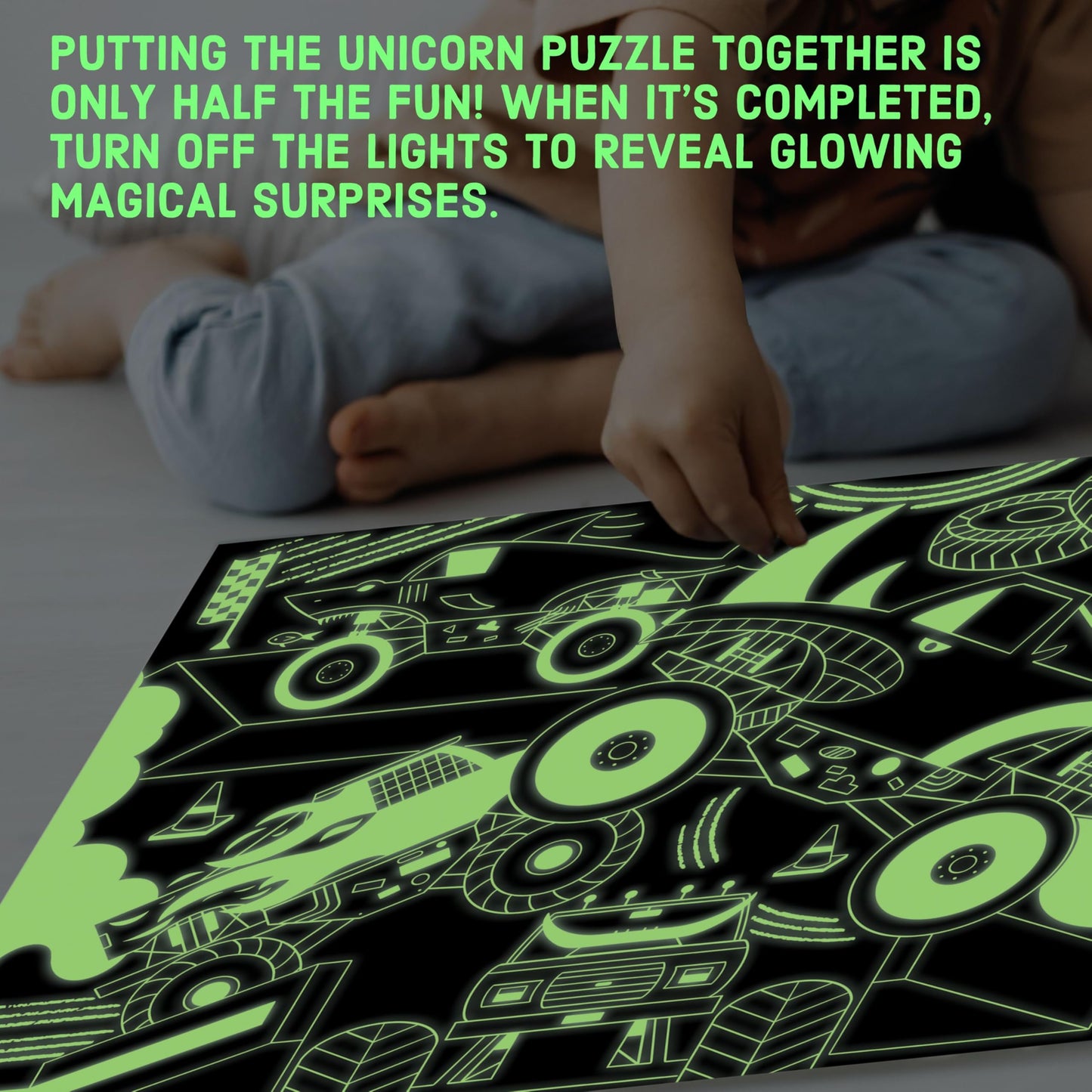 Mudpuppy Monster Trucks - 100 Piece Glow In The Dark Puzzle With Colorful Scene Of Cars And Trucks And Hidden Puzzle Details In