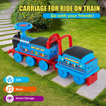 Train Carriage For Joyldias Ride On Train With Music, Stories, Storage And Handle, Blue