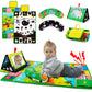 Inbeby Tummy Time Mirror & Play Mat & Pillow 3-In-1, High Contrast Black And White Baby Toys, Activity Mat For Early Education, Newborn Infant Tummy Time Toy Set For 0 3 6 12 Month Crinkle/Squeake