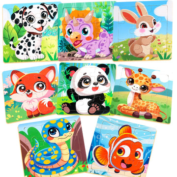 Puzzles for Toddlers 2-4, 9 Piece Animal Wooden Jigsaw Puzzles for Kids Ages 4-6 Year Old, Children Learning Educational Puzzles