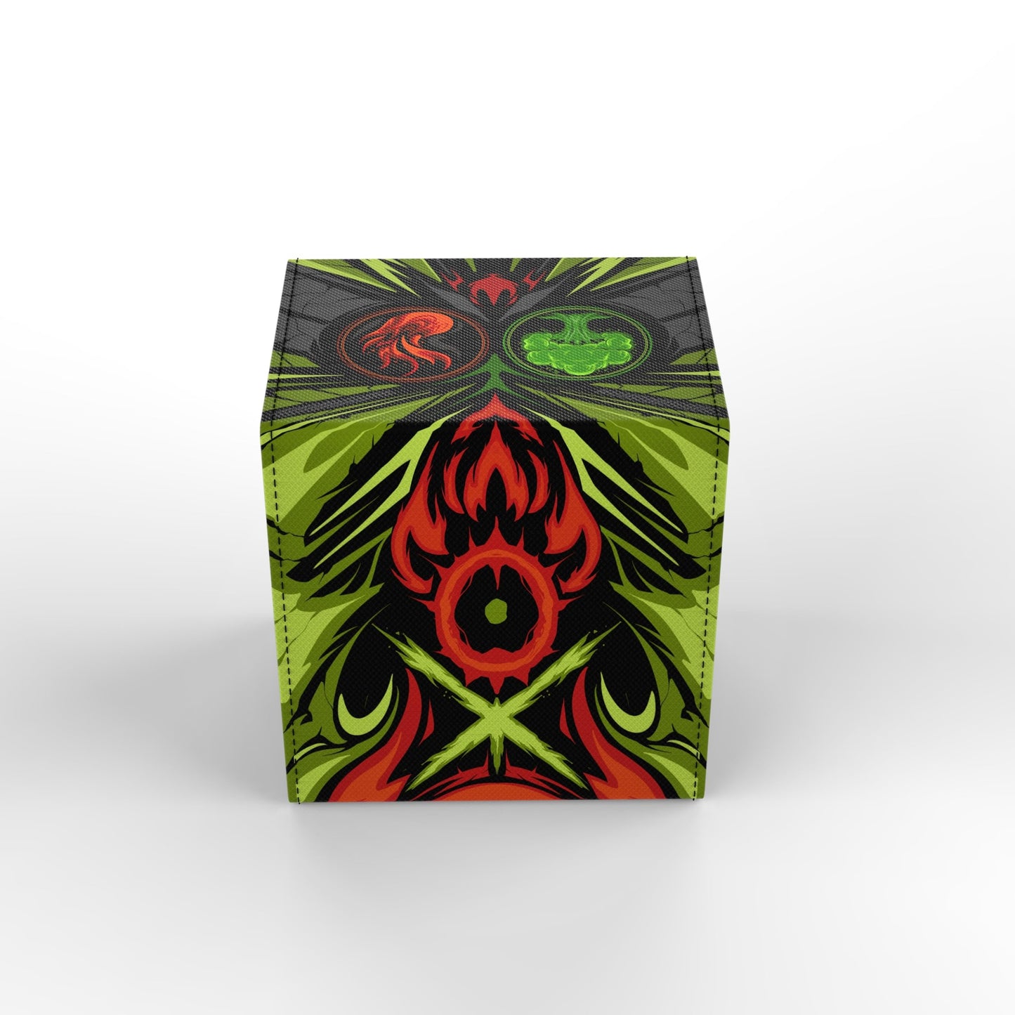 Ai protective covering MTG Commander 100+ Card Custom Art Deck Box With Storage (Green/Red)