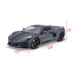2020 Chevrolet Corvette Stingray C8 Dark Gray Metallic with Racing Stripes 1/18 Diecast Model Car by Maisto