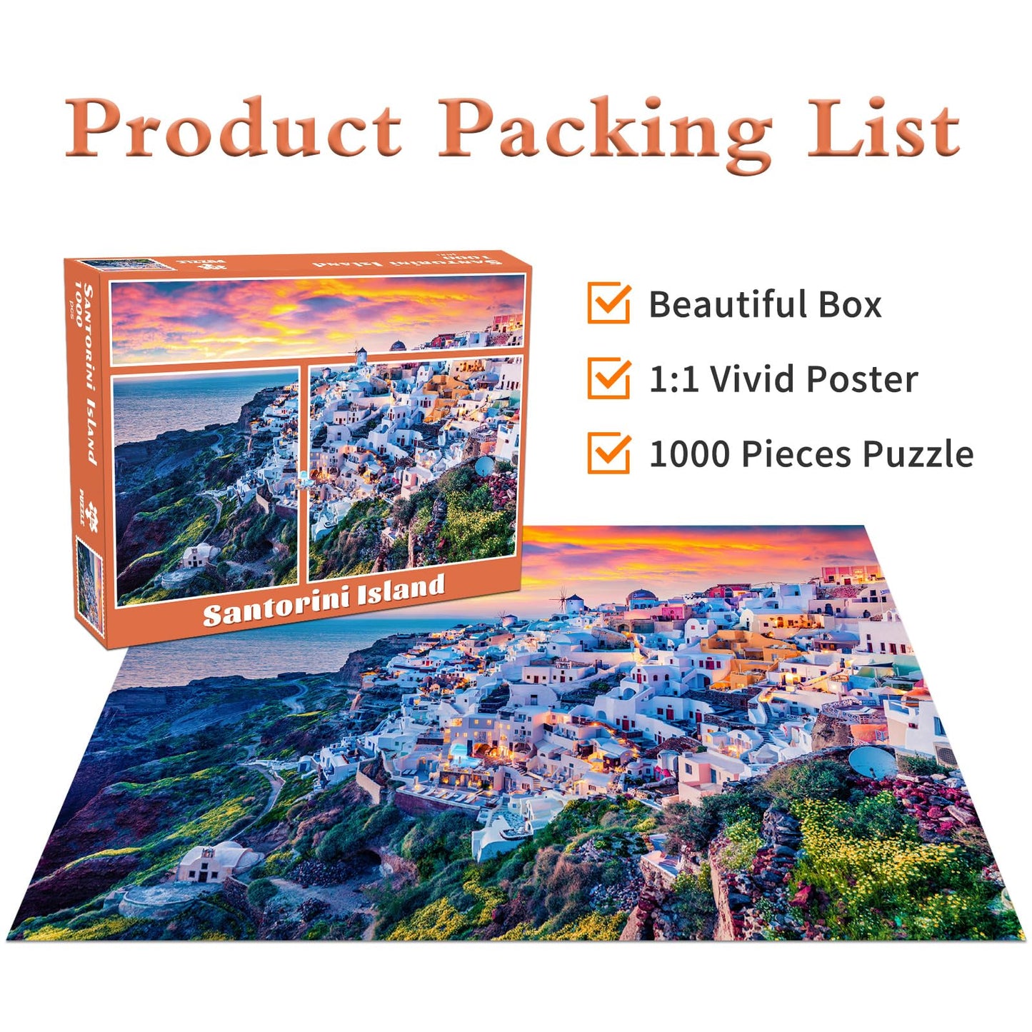 Santorini Island Jigsaw Puzzles 1000 Pieces For Adults Greek Resort Oia 1000 Piece Jigsaw Puzzles For Adults