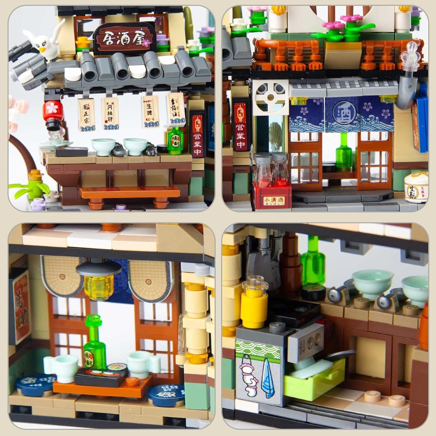 Oundarm Foldable Japanese Street View Mini Blocks Kit- Izakaya Shop, Japanese Mini Brand Store Toy, Gift For Adults, Boys, Girls
