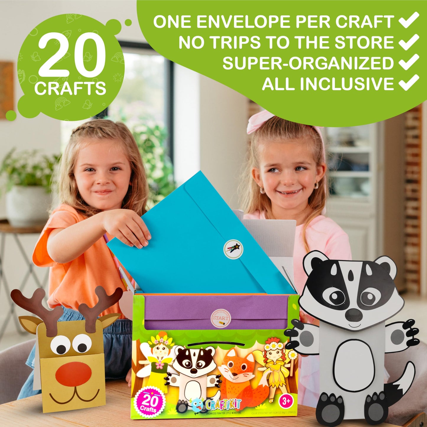 Craftikit® Fairy Garden Crafts for Kids - 20 All-Inclusive Paper Kits, Large Size, Ideal for Ages 3-10, Model CK005