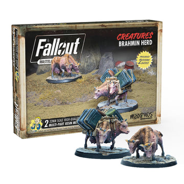 Modiphius Entertainment: Fallout: Wasteland Warfare - Creatures: Brahmin Herd - 2 Figures, 32Mm Unpainted Resin Rpg Miniatures, Commonwealth Wave