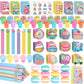 BenLouis 192Pcs Candyland Party Favors Ice Cream Donut Mini Notebook Stampers School Stationery Bulk for Kids Lollipop Sweet Tre