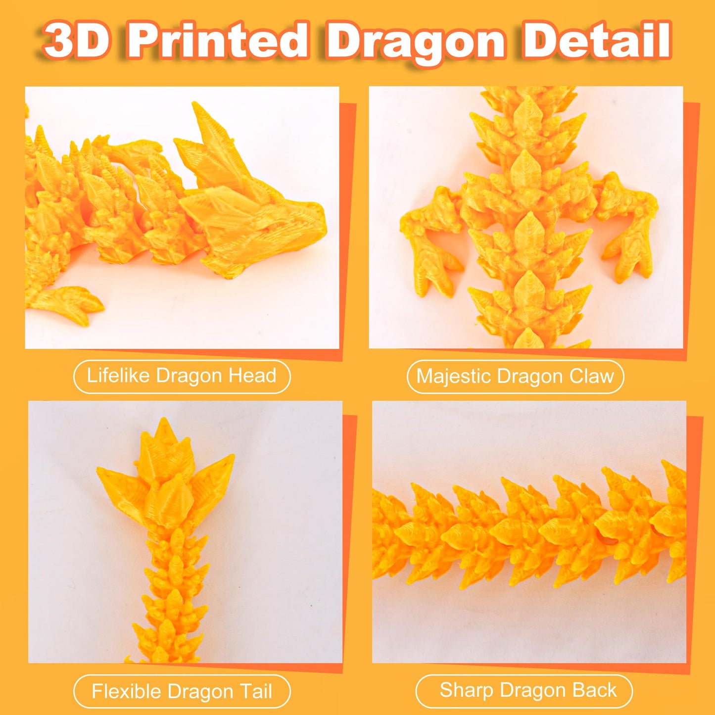 ONEVIVE Dragon Eggs with Dragon Inside 3D Printed  Mystery Dragon Egg Articulated Crystal Fidget Toy for Kids mature-themeds Women Men Funny Gift Desk Decor(Golden)