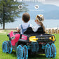 ELEMARA 24V Ride on Toy for Big Kid,Ride on Car 2 Seater w/Sun Shade,Dump Bed & Shovel,4.5MPH,4WD Electric Car for Kids,Battery