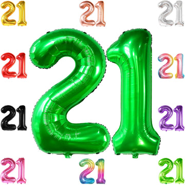 Katchon, Dark Green 21 Balloons Numbers - 40 Inch | Green 21St Birthday Balloons | 21St Birthday Decorations For Her Green | 21 Balloon Number, 21 Number Balloons | Green 21St Birthday Decorations