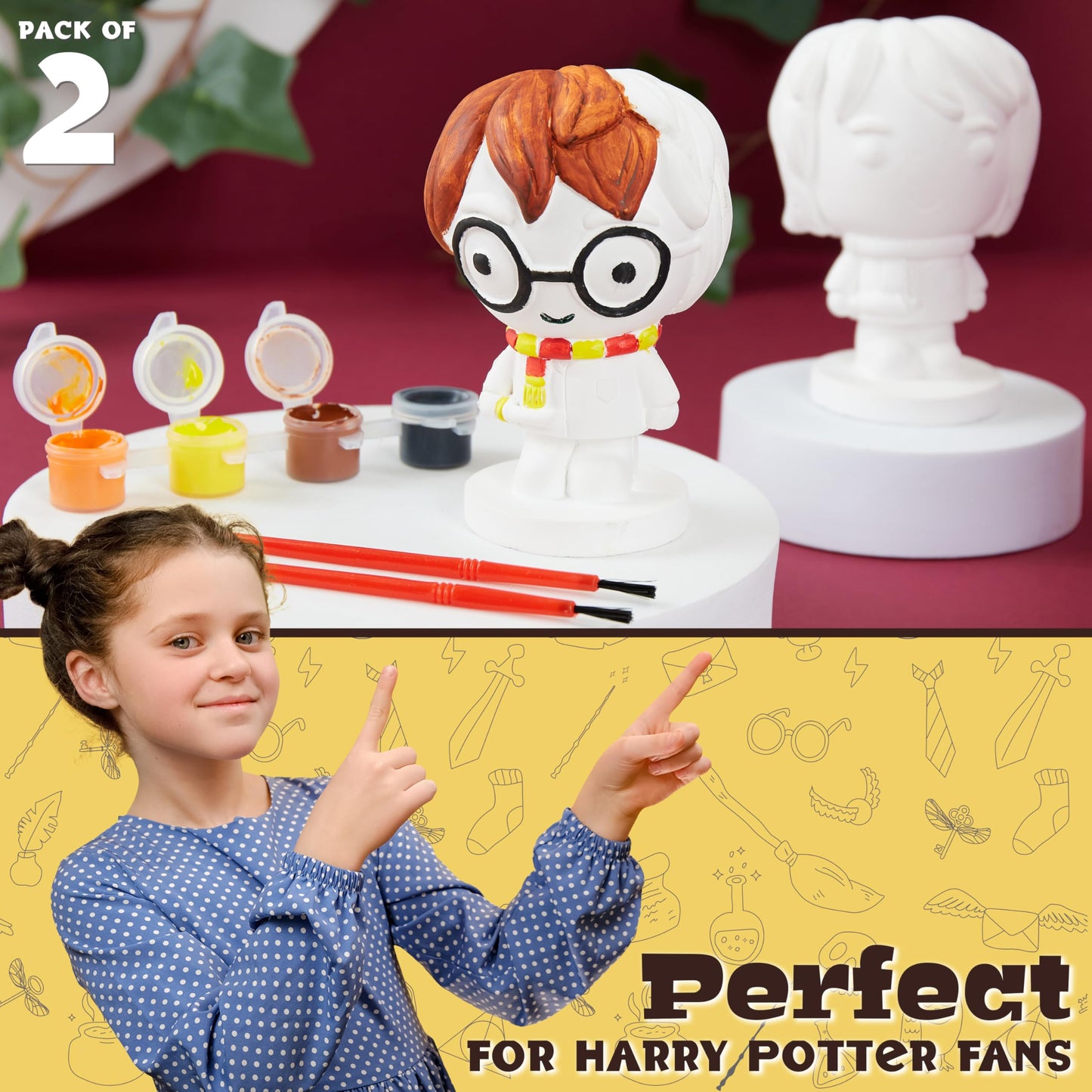 Harry Potter Paint Your Own Plaster Figure Set for Kids Teenagers DIY Crafts Art Set Activity - Gifts for Kids